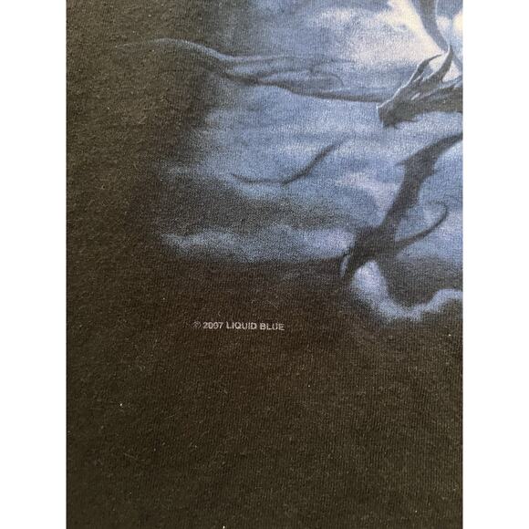 Vtg Liquid Blue Mens Dragon Print Short Sleeve Black T Shirt Large 2007 Grunge - Picture 9 of 9